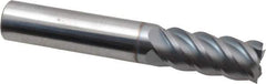 Accupro - 7/16", 1" LOC, 7/16" Shank Diam, 2-3/4" OAL, 5 Flute, Solid Carbide Square End Mill - Single End, TiCN Finish, Spiral Flute, 45° Helix, Centercutting, Right Hand Cut, Right Hand Flute - USA Tool & Supply