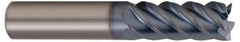 Accupro - 1/8", 1/4" LOC, 1/8" Shank Diam, 1-1/2" OAL, 5 Flute, Solid Carbide Square End Mill - Single End, TiCN Finish, Spiral Flute, 45° Helix, Centercutting, Right Hand Cut, Right Hand Flute - USA Tool & Supply