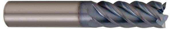 Accupro - 5/16", 13/16" LOC, 5/16" Shank Diam, 2-1/2" OAL, 5 Flute, Solid Carbide Square End Mill - Single End, TiCN Finish, Spiral Flute, 45° Helix, Centercutting, Right Hand Cut, Right Hand Flute - USA Tool & Supply