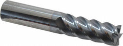 Accupro - 5/8", 1-5/8" LOC, 5/8" Shank Diam, 3-1/2" OAL, 5 Flute, Solid Carbide Square End Mill - Single End, TiCN Finish, Spiral Flute, 45° Helix, Centercutting, Right Hand Cut, Right Hand Flute - USA Tool & Supply