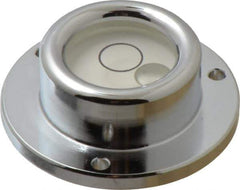 Geier & Bluhm, Inc. - 1-3/4 Inch Base Diameter x 0.63 Inch Overall Height, 1 Circle, Brass Bull's Eye Circular Level - 0.315 Inch Vial Diameter, 13/16 Inch Inner Diameter, 0.12 Inch Mounting Hole Diameter, 0.1 Inch Sensitivity, -40 to 160°F - USA Tool & Supply