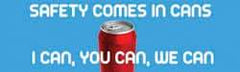 NMC - Safety Comes in Cans - I Can, You Can, We Can, 60 Inch Long x 36 Inch High, Safety Banner - Polyethylene, English, Printed on 1 Side - USA Tool & Supply