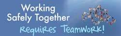 NMC - Working Safely Together Requires Teamwork!, 60 Inch Long x 36 Inch High, Safety Banner - Polyethylene, English, Printed on 1 Side - USA Tool & Supply