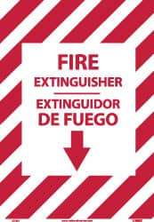 NMC - Fire Extinguisher, Pressure Sensitive Vinyl Fire Sign - 14" Wide x 10" High, English/Spanish, Glow-in-the-Dark - USA Tool & Supply