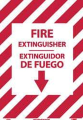 NMC - Fire Extinguisher, Pressure Sensitive Vinyl Fire Sign - 14" Wide x 10" High, English/Spanish, Glow-in-the-Dark - USA Tool & Supply