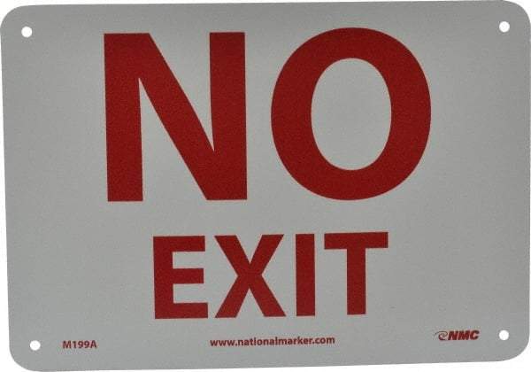 NMC - No Exit, Aluminum Exit Sign - 10" Wide x 7" High - USA Tool & Supply