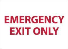 NMC - Emergency Exit Only, Aluminum Exit Sign - 10" Wide x 7" High - USA Tool & Supply