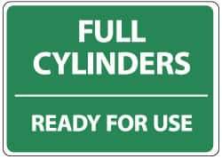 NMC - "Full Cylinders - Ready for Use", 14" Long x 10" Wide, Pressure-Sensitive Vinyl Safety Sign - Rectangle, 0.004" Thick, Use for Accident Prevention - USA Tool & Supply