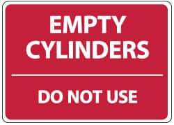 NMC - "Empty Cylinders - Do Not Use", 10" Long x 14" Wide, Rigid Plastic Safety Sign - Rectangle, 0.05" Thick, Use for Accident Prevention - USA Tool & Supply