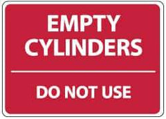 NMC - "Empty Cylinders - Do Not Use", 10" Long x 14" Wide, Pressure-Sensitive Vinyl Safety Sign - Rectangle, 0.004" Thick, Use for Accident Prevention - USA Tool & Supply
