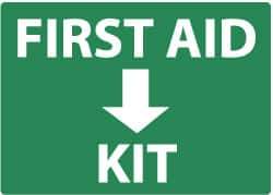 NMC - "First Aid Kit", 10" Long x 14" Wide, Rigid Plastic Safety Sign - Rectangle, 0.05" Thick, Use for First Aid - USA Tool & Supply
