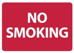 NMC - "No Smoking", 10" Long x 14" Wide, Rigid Plastic Safety Sign - Rectangle, 0.05" Thick, Use for Smoking Regulations - USA Tool & Supply