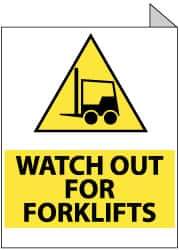 NMC - "Watch out for Forklifts", 10" Long x 8" Wide, Rigid Plastic Safety Sign - Rectangle, 0.05" Thick, Use for Accident Prevention - USA Tool & Supply