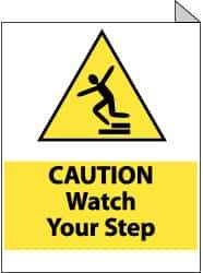 NMC - "Caution - Watch Your Step", 10" Long x 8" Wide, Rigid Plastic Safety Sign - Rectangle, 0.05" Thick, Use for Accident Prevention - USA Tool & Supply