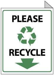 NMC - "Please Recycle", 10" Long x 8" Wide, Rigid Plastic Safety Sign - Rectangle, 0.05" Thick, Use for Restroom, Janitorial & Housekeeping - USA Tool & Supply