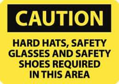 NMC - "Caution - High Noise Level - Use Ear Protection", 3" Long x 5" Wide, Pressure-Sensitive Vinyl Safety Sign - Rectangle, 0.004" Thick, Use for Accident Prevention - USA Tool & Supply