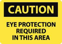 NMC - Accident Prevention Label, Header: CAUTION - Legend: Caution - Eye Protection Required in This Area, English, Black & Yellow, 5" Long x 3" High, Sign Muscle Finish - USA Tool & Supply