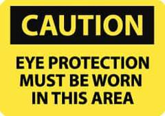 NMC - "Caution - Eye Protection Must Be Worn in This Area", 10" Long x 14" Wide, Pressure-Sensitive Vinyl Safety Sign - Rectangle, 0.004" Thick, Use for Accident Prevention - USA Tool & Supply