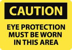 NMC - "Caution - Eye Protection Must Be Worn in This Area", 10" Long x 14" Wide, Aluminum Safety Sign - Rectangle, 0.04" Thick, Use for Accident Prevention - USA Tool & Supply