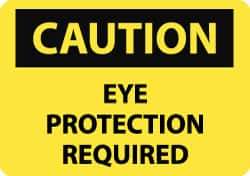 NMC - "Caution - Eye Protection Required", 10" Long x 14" Wide, Pressure-Sensitive Vinyl Safety Sign - Rectangle, 0.004" Thick, Use for Accident Prevention - USA Tool & Supply