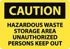 NMC - "Caution - Hazardous Waste Storage Area - Unauthorized Persons Keep Out", 10" Long x 14" Wide, Aluminum Safety Sign - Rectangle, 0.04" Thick, Use for Hazardous Materials - USA Tool & Supply