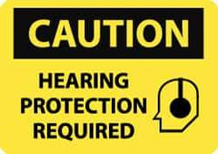 NMC - "Caution - Hearing Protection Required", 10" Long x 14" Wide, Aluminum Safety Sign - Rectangle, 0.04" Thick, Use for Accident Prevention - USA Tool & Supply