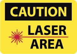 NMC - "Caution - Laser Area", 7" Long x 10" Wide, Aluminum Safety Sign - Rectangle, 0.04" Thick, Use for Accident Prevention - USA Tool & Supply