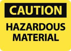 NMC - "Caution - Hazardous Material", 10" Long x 14" Wide, Pressure-Sensitive Vinyl Safety Sign - Rectangle, 0.004" Thick, Use for Hazardous Materials - USA Tool & Supply