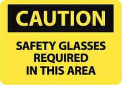 NMC - "Caution - Safety Glasses Required in This Area", 10" Long x 14" Wide, Rigid Plastic Safety Sign - Rectangle, 0.05" Thick, Use for Accident Prevention - USA Tool & Supply