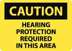 NMC - "Caution - Hearing Protection Required in This Area", 7" Long x 10" Wide, Aluminum Safety Sign - Rectangle, 0.04" Thick, Use for Accident Prevention - USA Tool & Supply