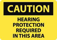 NMC - "Caution - Hearing Protection Required in This Area", 10" Long x 14" Wide, Aluminum Safety Sign - Rectangle, 0.04" Thick, Use for Accident Prevention - USA Tool & Supply