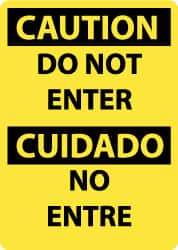 NMC - "Caution - Do Not Enter", 14" Long x 10" Wide, Pressure-Sensitive Vinyl Safety Sign - Rectangle, 0.004" Thick, Use for Security & Admittance - USA Tool & Supply