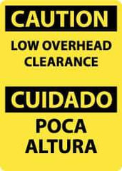 NMC - "Caution - Low Overhead Clearance", 14" Long x 10" Wide, Aluminum Safety Sign - Rectangle, 0.04" Thick, Use for Accident Prevention - USA Tool & Supply