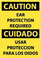 NMC - "Caution - Ear Protection Required", 14" Long x 10" Wide, Rigid Plastic Safety Sign - Rectangle, 0.05" Thick, Use for Accident Prevention - USA Tool & Supply