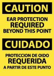 NMC - "Caution - Ear Protection Required Beyond This Point", 14" Long x 10" Wide, Rigid Plastic Safety Sign - Rectangle, 0.05" Thick, Use for Accident Prevention - USA Tool & Supply