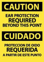 NMC - "Caution - Ear Protection Required Beyond This Point", 14" Long x 10" Wide, Pressure-Sensitive Vinyl Safety Sign - Rectangle, 0.004" Thick, Use for Accident Prevention - USA Tool & Supply