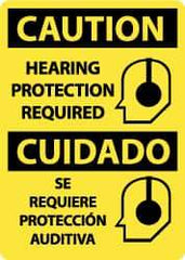 NMC - "Caution - Hearing Protection Required", 14" Long x 10" Wide, Rigid Plastic Safety Sign - Rectangle, 0.05" Thick, Use for Accident Prevention - USA Tool & Supply