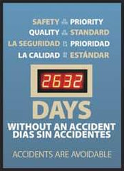 NMC - Scoreboards Scoreboard Type: Digital Scoreboard Legend: Safety Is the Priority, Quality Is the Standard - ___ Days without an Accident - Accidents Are Avoidable - USA Tool & Supply