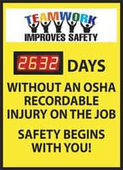 NMC - Scoreboards Scoreboard Type: Digital Scoreboard Legend: Teamwork Improves Safety - ___ Days without an OSHA Recordable Injury - on the Job Safety Begins with You - USA Tool & Supply