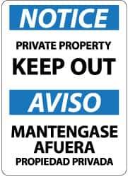 NMC - "Notice - Private Property - Keep Out", 14" Long x 10" Wide, Pressure-Sensitive Vinyl Safety Sign - Rectangle, 0.004" Thick, Use for Security & Admittance - USA Tool & Supply