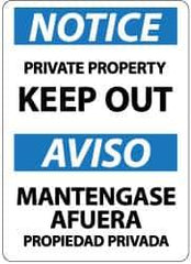 NMC - "Notice - Private Property - Keep Out", 14" Long x 10" Wide, Rigid Plastic Safety Sign - Rectangle, 0.05" Thick, Use for Security & Admittance - USA Tool & Supply
