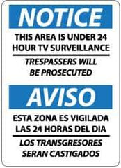 NMC - "Notice - This Area Is under 24 Hour TV Surveillance - Trespassers Will Be Prosecuted", 14" Long x 10" Wide, Pressure-Sensitive Vinyl Safety Sign - Rectangle, 0.004" Thick, Use for Security & Admittance - USA Tool & Supply