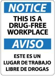 NMC - "Notice - This Is a Drug-Free Workplace", 14" Long x 10" Wide, Rigid Plastic Safety Sign - Rectangle, 0.05" Thick, Use for Security & Admittance - USA Tool & Supply