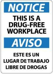 NMC - "Notice - This Is a Drug-Free Workplace", 14" Long x 10" Wide, Pressure-Sensitive Vinyl Safety Sign - Rectangle, 0.004" Thick, Use for Accident Prevention - USA Tool & Supply