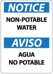 NMC - "Notice - Non-Potable Water", 14" Long x 10" Wide, Pressure-Sensitive Vinyl Safety Sign - Rectangle, 0.004" Thick, Use for Hazardous Materials - USA Tool & Supply