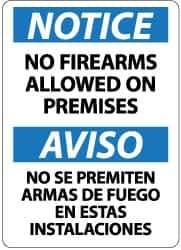NMC - "Notice - No Firearms Allowed on Premises", 14" Long x 10" Wide, Aluminum Safety Sign - Rectangle, 0.04" Thick, Use for Accident Prevention - USA Tool & Supply