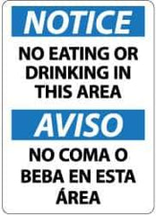 NMC - "Notice - No Eating or Drinking in This Area", 14" Long x 10" Wide, Pressure-Sensitive Vinyl Safety Sign - Rectangle, 0.004" Thick, Use for Security & Admittance - USA Tool & Supply