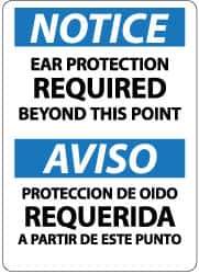 NMC - "Notice - Ear Protection Required Beyond This Point", 14" Long x 10" Wide, Rigid Plastic Safety Sign - Rectangle, 0.05" Thick, Use for Accident Prevention - USA Tool & Supply