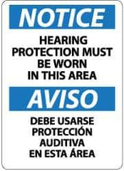 NMC - "Notice - Hearing Protection Must Be Worn in This Area", 14" Long x 10" Wide, Pressure-Sensitive Vinyl Safety Sign - Rectangle, 0.004" Thick, Use for Accident Prevention - USA Tool & Supply