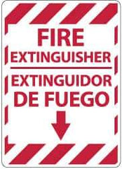 NMC - Fire Extinguisher, Pressure Sensitive Vinyl Fire Sign - 14" Wide x 10" High, English/Spanish - USA Tool & Supply